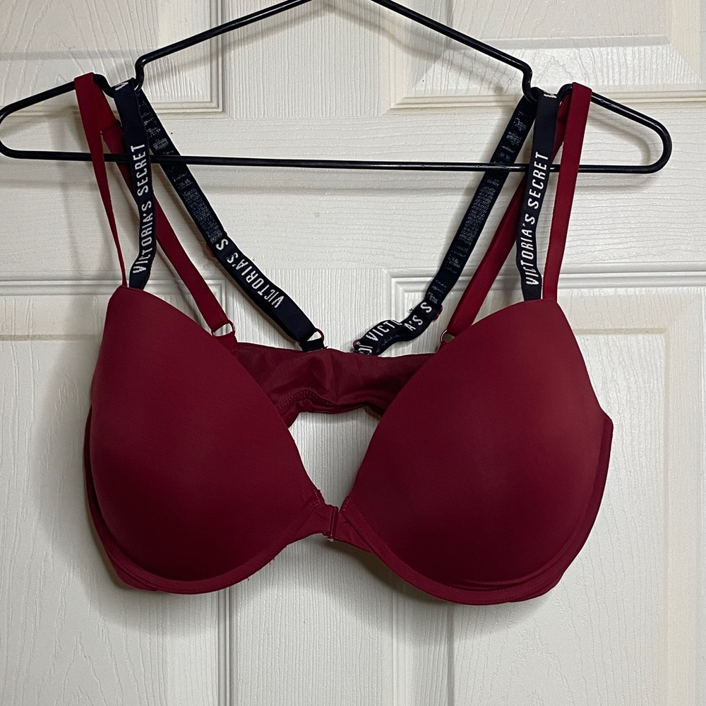 Victoria's Secret Burgundy Bra with Black Straps